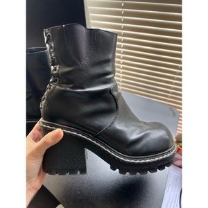 y2k lower east side chunky platform corset boots